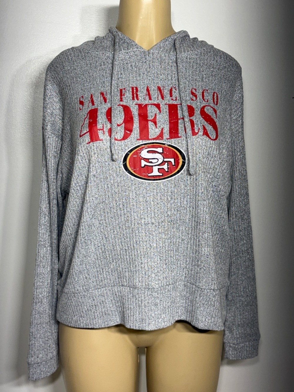 NFL San Francisco 49ers Gray Hoodie Sweater with Red Logo